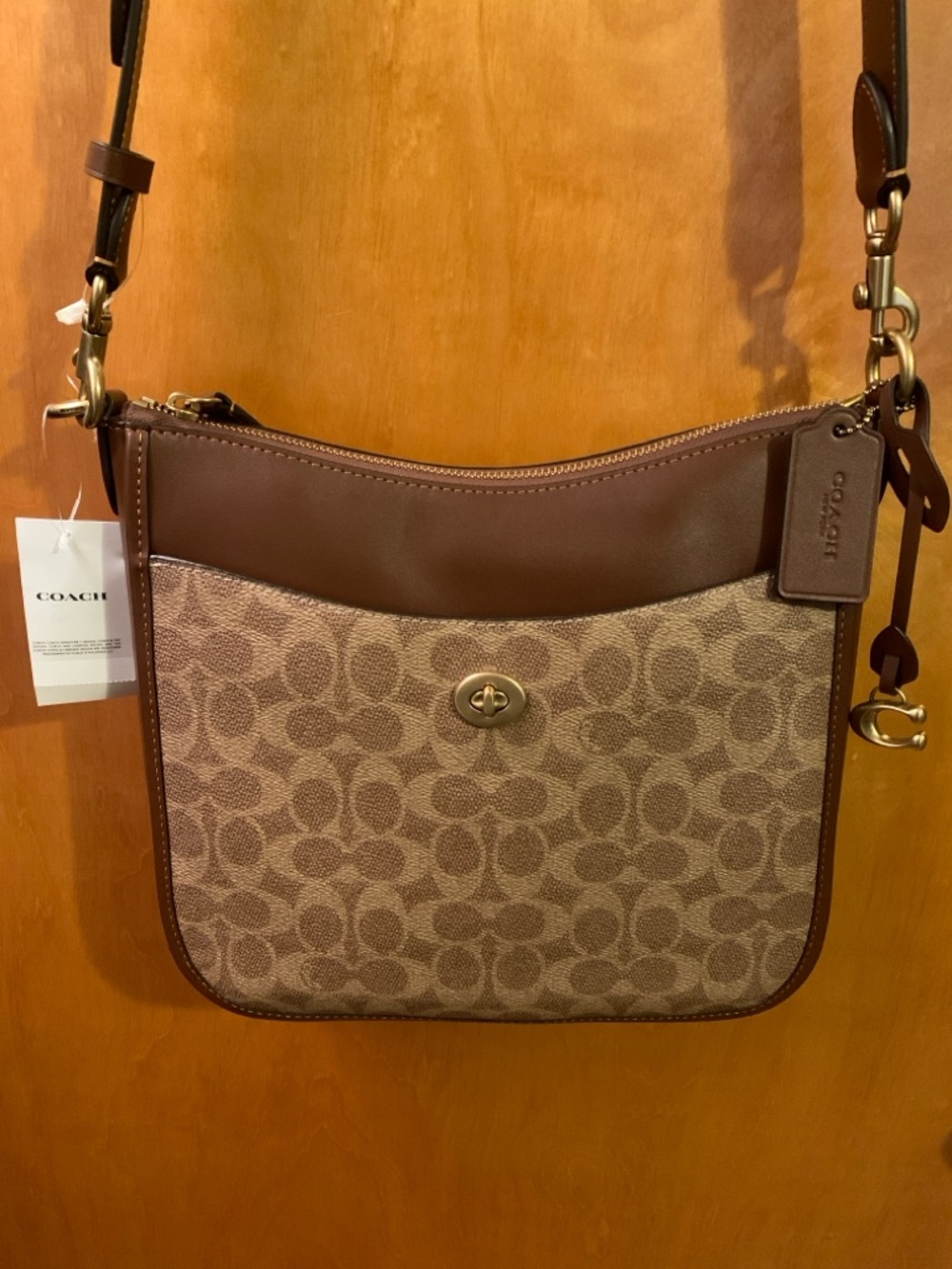 Coach Women's Tan Rust Chaise Signature Canvas & Leather Crossbody Bag C8487